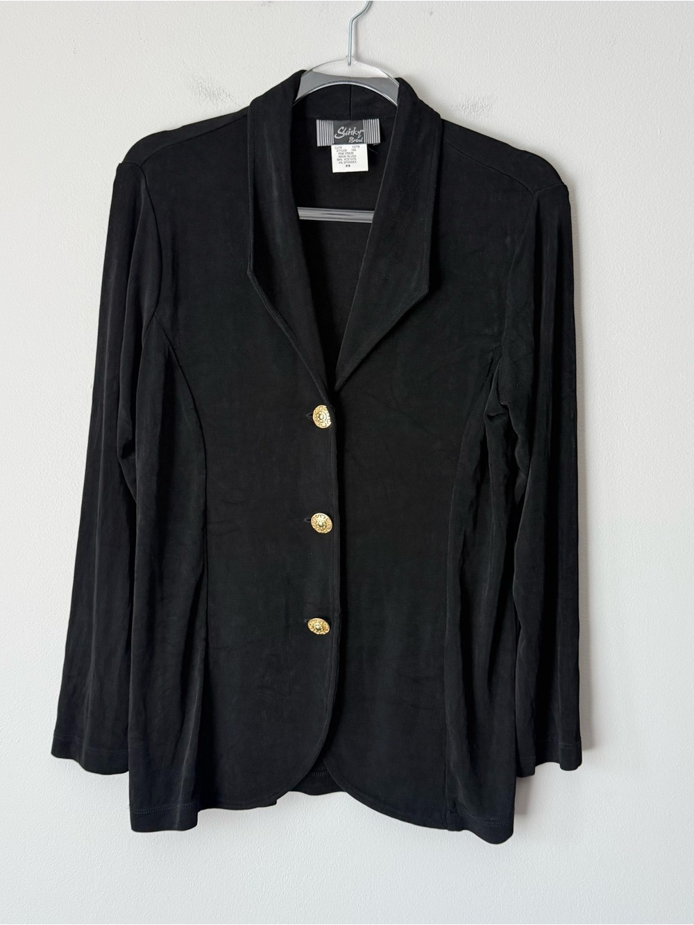 90s Vintage Slinky Brand Black Blazer with Gold Buttons